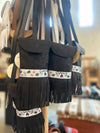 Sac frangé à cellulaire en cuir noir