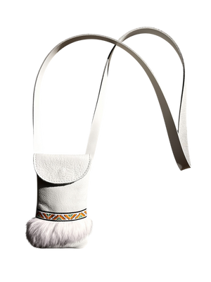 White leather cell phone pouch