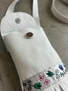 Sac frangé en cuir blanc