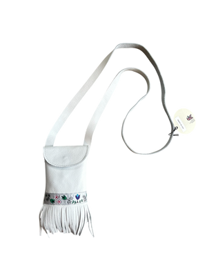 Sac frangé en cuir blanc