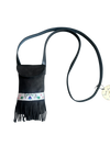 Sac frangé à cellulaire en cuir noir