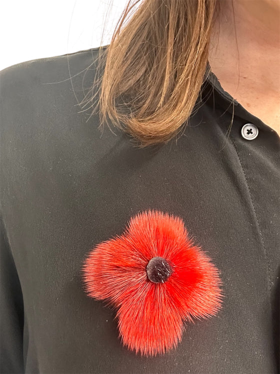Épinglette Coquelicot Fourrure de phoque