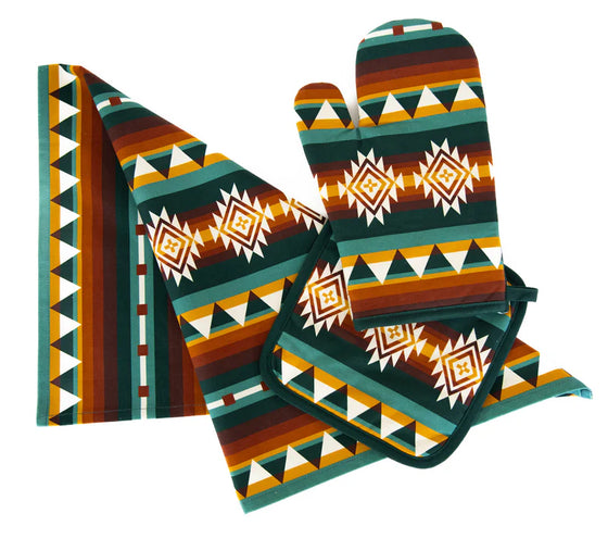 Ensemble torchon de cuisine, manique et gant de cuisine B.Yellowtail